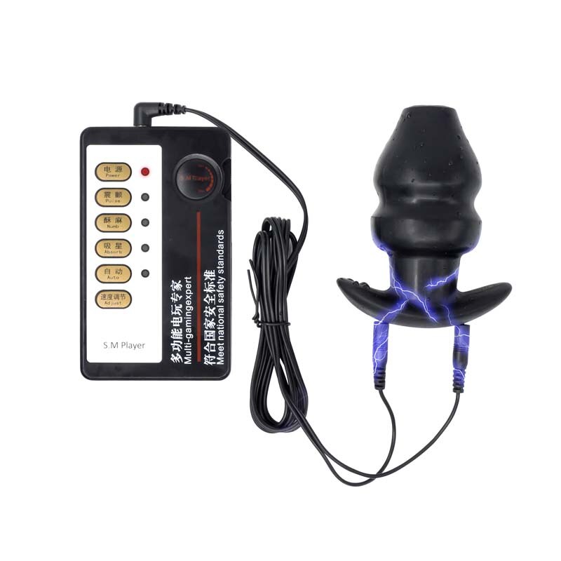 Electric Shock Anal Expander Prostate Massage Tunnel Anal Plug Sex Toys Silicone Hollow Butt Plug Anus Dilator Speculum Intimate - sextoysok