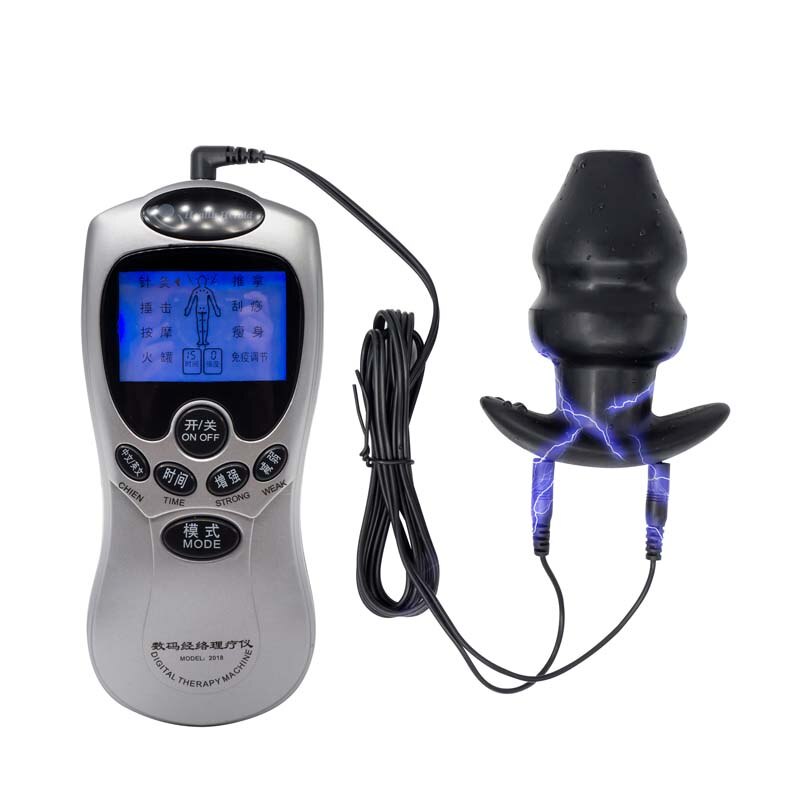 Electric Shock Anal Expander Prostate Massage Tunnel Anal Plug Sex Toys Silicone Hollow Butt Plug Anus Dilator Speculum Intimate - sextoysok