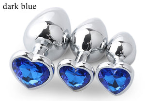 3pcs/Set Metal Butt Plug Heart-shaped Anal Plug Beads Crystal Heart Stimulator Sex Toys Dildo Anal Plug Gay Sex Products - sextoysok