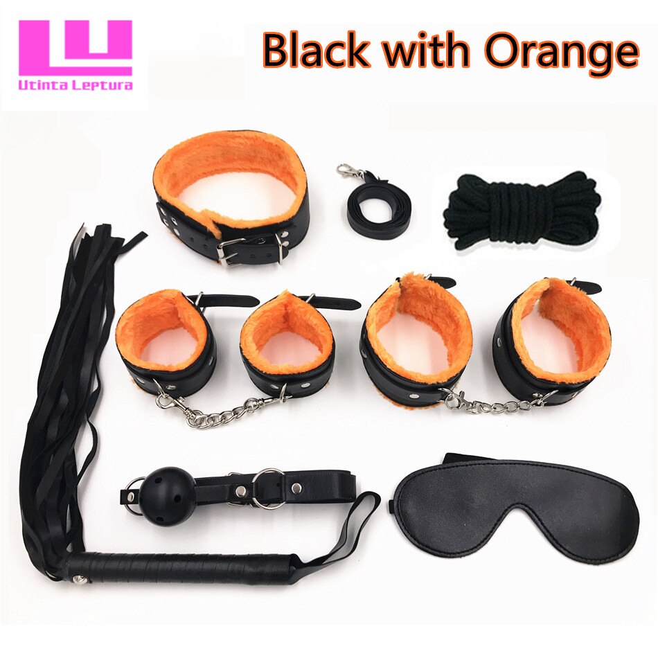 Utinta Leptura Sex Bondage Kit 7 Pcs Adult Games Set Handcuff Footcuff Whip Rope Blindfold for Couples Erotic Toys Sex Products - sextoysok