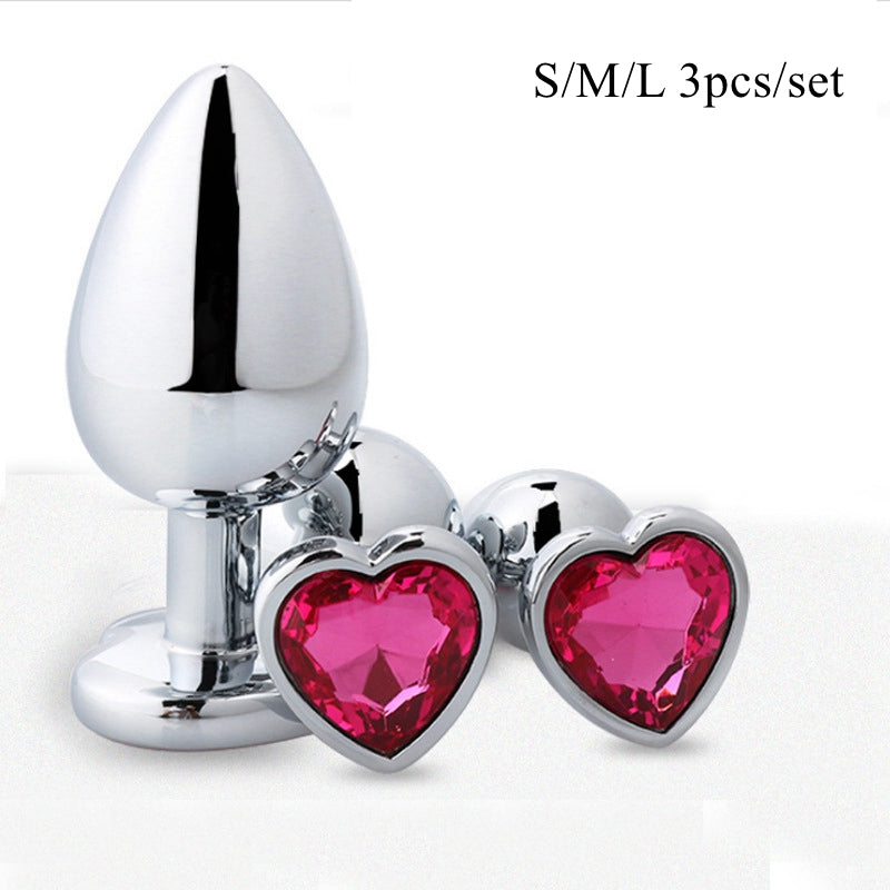 3pcs/Set Metal Butt Plug Heart-shaped Anal Plug Beads Crystal Heart Stimulator Sex Toys Dildo Anal Plug Gay Sex Products - sextoysok