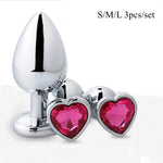 3pcs/Set Metal Butt Plug Heart-shaped Anal Plug Beads Crystal Heart Stimulator Sex Toys Dildo Anal Plug Gay Sex Products - sextoysok