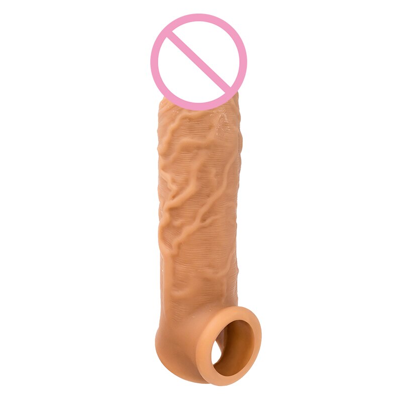 Enlargement Condoms For Men Reusable Penis Sleeve For Male Extender Dildo Enhancer Realistic Condom Intimate Goods - sextoysok