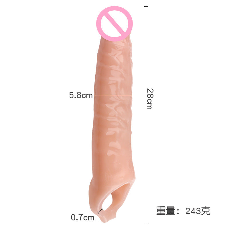 28cm Long Large Size Penis Extender Condoms Reusable Penis Sleeve Girth Impotence Dick Enlargement Sex Toys Cock Ring For Men - sextoysok