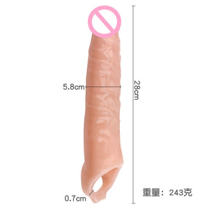 28cm Long Large Size Penis Extender Condoms Reusable Penis Sleeve Girth Impotence Dick Enlargement Sex Toys Cock Ring For Men - sextoysok