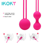 IKOKY 2Pcs/Set Silicone Kegel Ball Smart Vagina Trainer Exercise Vagina Tightening Love Ben Wa Ball Vibrator Sex Toys for Woman - sextoysok