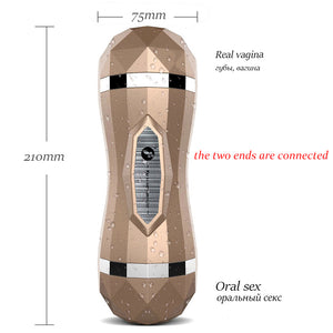 gelugee Male Masturbator Vibrator Real Vagina for Men Silicone Toy,Deep Throat Pussy Mouth Double Sex Toys for Adult Suck Man - sextoysok