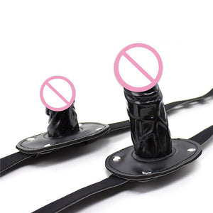 Open Mouth Gag, Silicone Penis Plug Oral Dildo Mouth Gag Fetish SM Bondage Restraints Sex Adult Game Toys for Couples - sextoysok