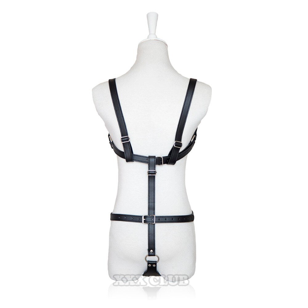 Thierry adult games PU leather Body Harness for women fetish slave bondage restraints,exposed breast chastity belt,sex products - sextoysok