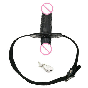 camaTech Silicone Double-Ended Dildos Gag Strap On Open Mouth Dong Plug With Locking Buckles Leather Harness Bondage For Couples - sextoysok