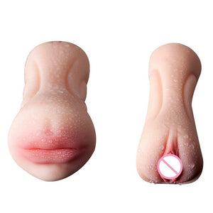 Realistic Vagina for Men Silicone Pocket Pussy Double Holes Male Masturbator Blowjob Oral Sucking Cup Sex Toys for Men - sextoysok