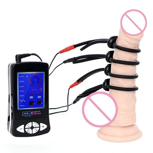 OLO Electric Shock Penis Ring Electro Stimulation Electric Shock Cock Ring Medical Therapy Massager Sex Toys for Men Silicone - sextoysok