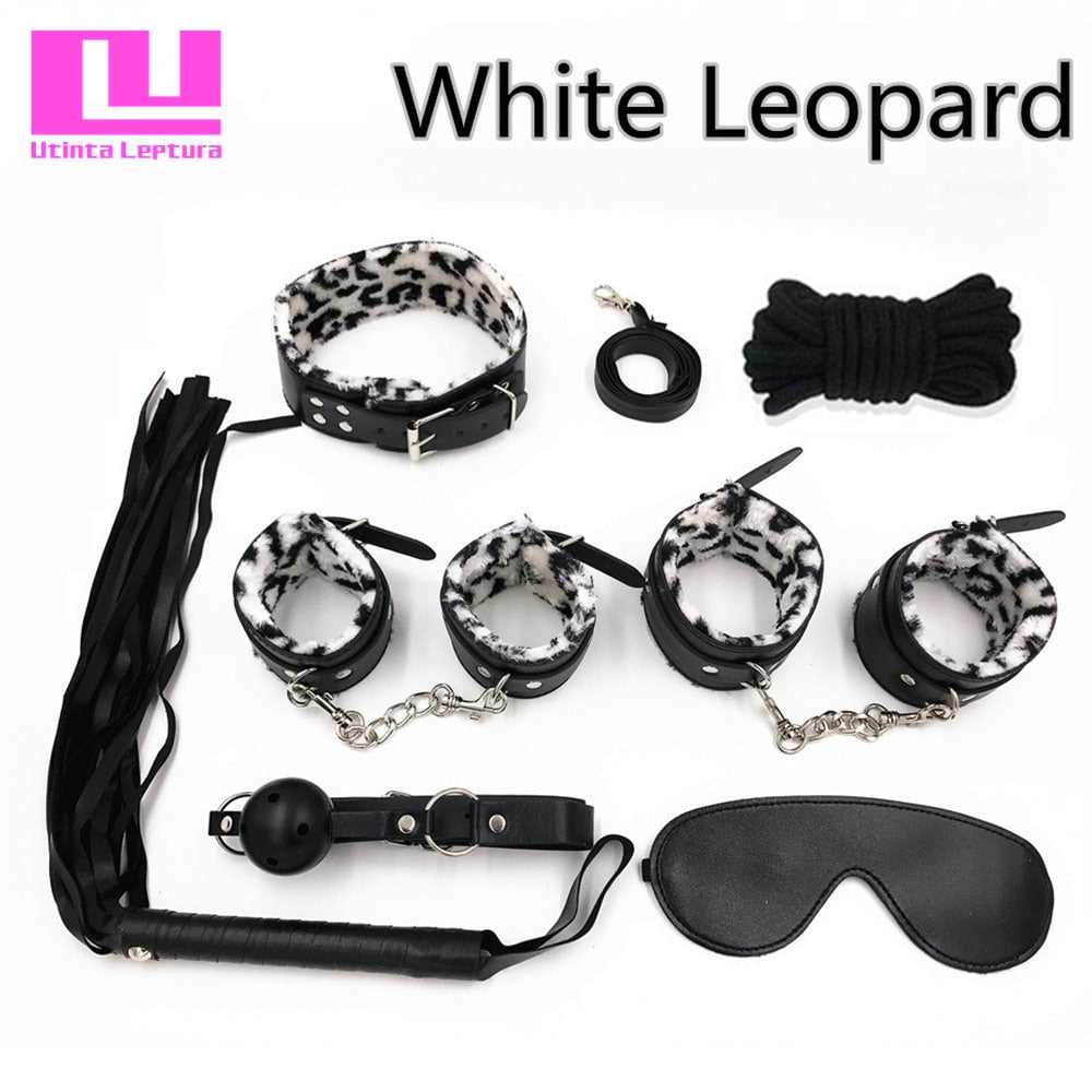Utinta Leptura Sex Bondage Kit 7 Pcs Adult Games Set Handcuff Footcuff Whip Rope Blindfold for Couples Erotic Toys Sex Products - sextoysok