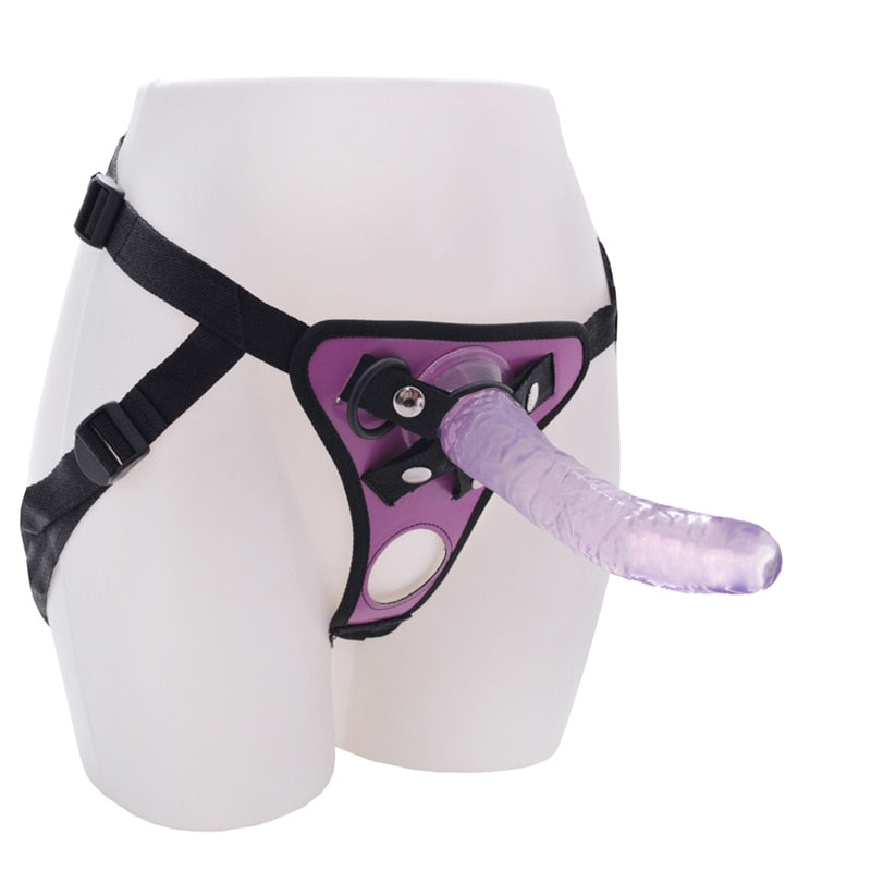 20CM Double Hole Strap On Realistic Dildo Pants For Lesbian Couple Strapon Harness Dildos With Suction Cup Adult Sex Products - sextoysok
