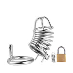 Male Stainless Steel Chastity Device Belt Bird Metal Cage Cock Lock Restraint Ring Sex Toy for Men - sextoysok