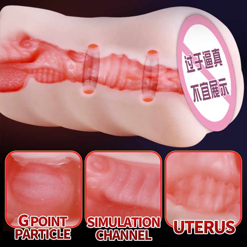 OMYSKY Realistic Male Masturbator Aritificial Vagina Pocket Deep Throat With Tongue Suck Realistic Pussy Oral Sex Toys for Men - sextoysok