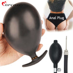 Oversized Silicone Anal Plug Inflate Butt Expandable Anal Dilator Air-filled Large Pump Dildo Sex Balls Toys For Women Men Gays (Black) - sextoysok