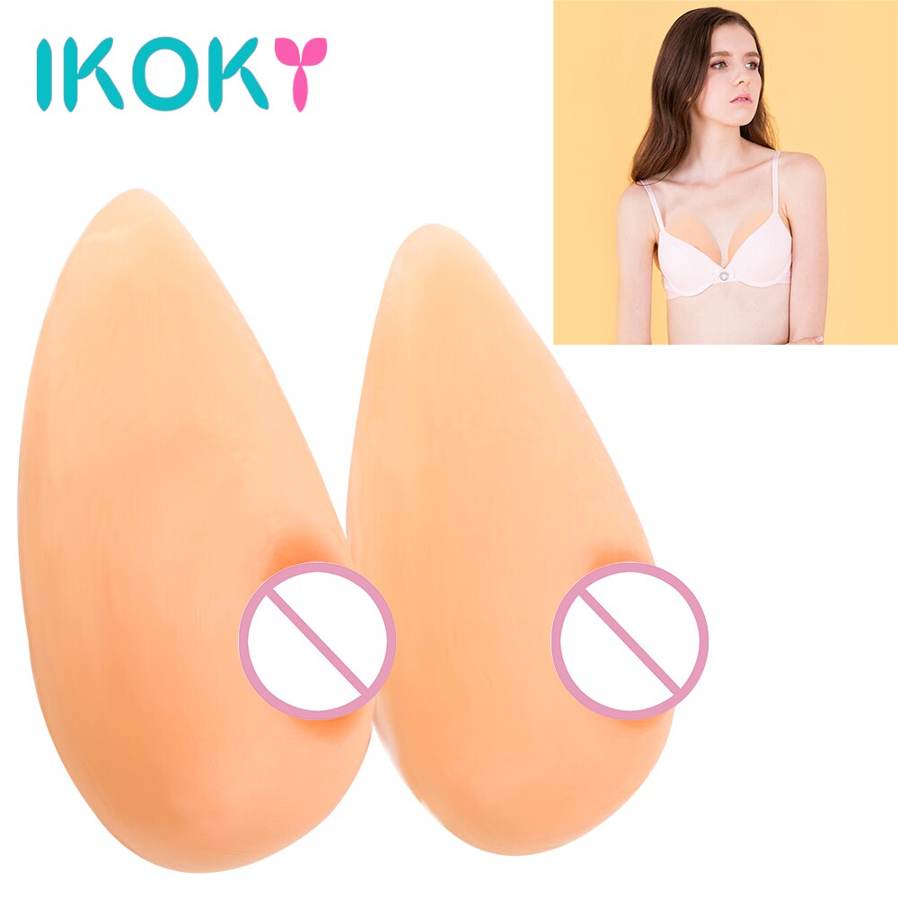 IKOKY 1 Pair Sex Toy Simulation Breast 36A A B C 36D Silicone Artificial Adhesive Breast Masturbation Toy for Crossdresser - sextoysok