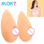 IKOKY 1 Pair Sex Toy Simulation Breast 36A A B C 36D Silicone Artificial Adhesive Breast Masturbation Toy for Crossdresser - sextoysok