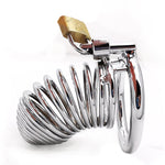 INS Male Stainless Steel Chastity Device Belt Bird Metal Cage Cock Lock Restraint Ring Sex Toy for Men - sextoysok