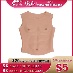 Fake Abs Men's Chest Muscle Silicone Vest Fake Chest Muscle Pecloralis Cosplay Shirt Suit Crossdresser Artificial Cosplay - sextoysok