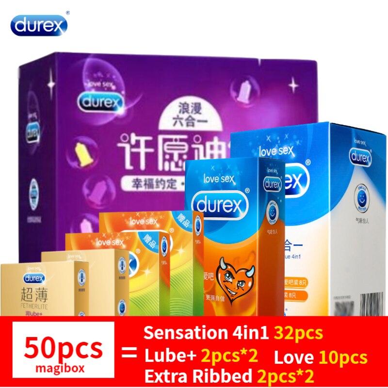 Durex 32Pcs/Pack Sensation Value 4in1 Ultra Thin Sexy Lubricated Condoms Sex Toys Condom for men Vanilla Flavor - sextoysok