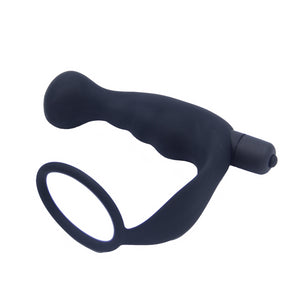 Adult supplies wholesale G-point prostate lock fine ring vibration massage stick male massager (Black) - sextoysok