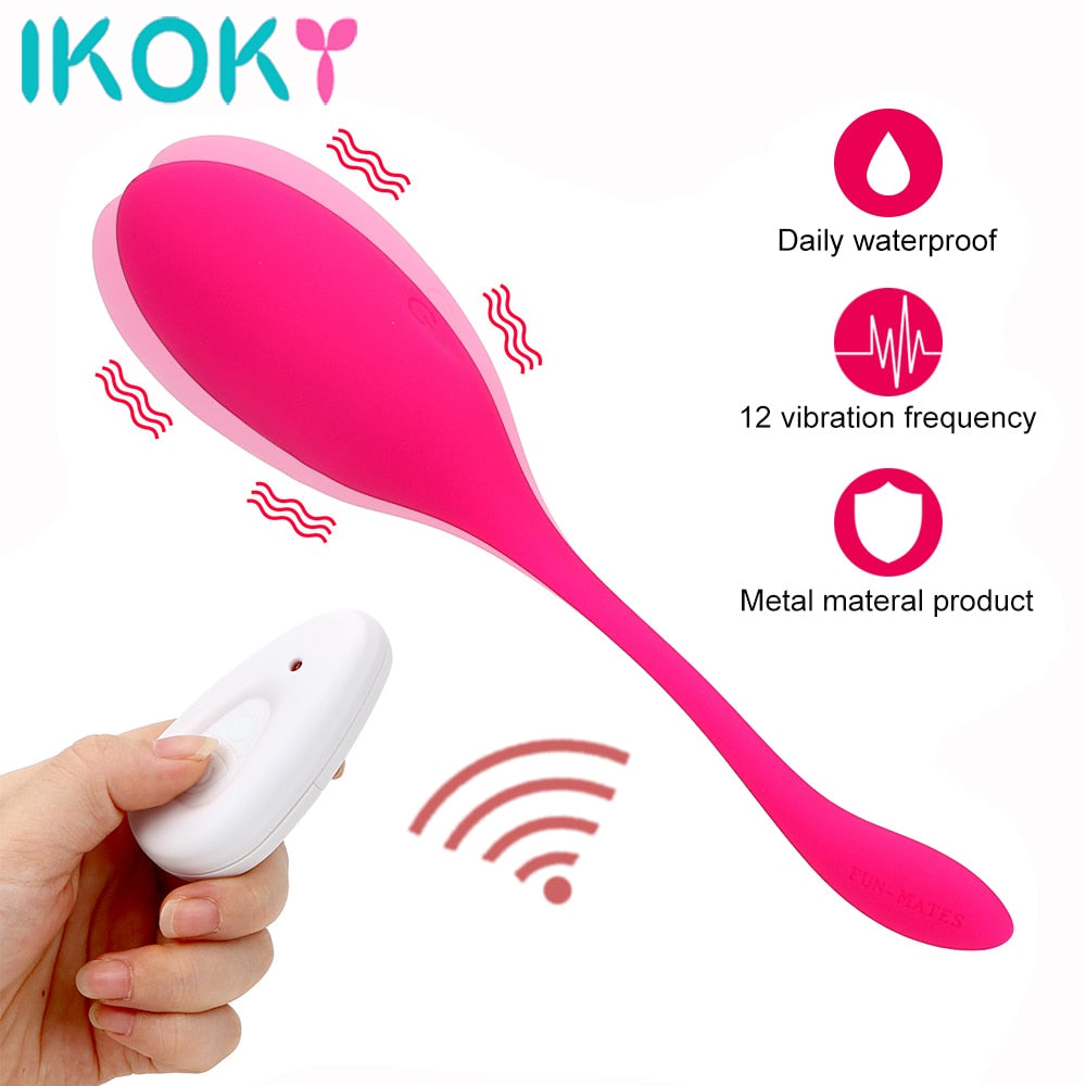 IKOKY Vaginal Tighten Exercise Kegel Balls G Spot Vibrator Sex Toy for Women Vibrating Eggs Silicone Ben Wa Ball - sextoysok