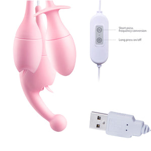 10 Modes Tongue Licking Víbrator Multi-use Mute Nipple Clitoris Stimulator G Spot Massager and Anal Plug Sex Toy for Women - sextoysok