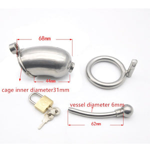 New stainless steel male chastity cage with locking urethral catheter plug metal cock cages chastity device sex toy for man - sextoysok