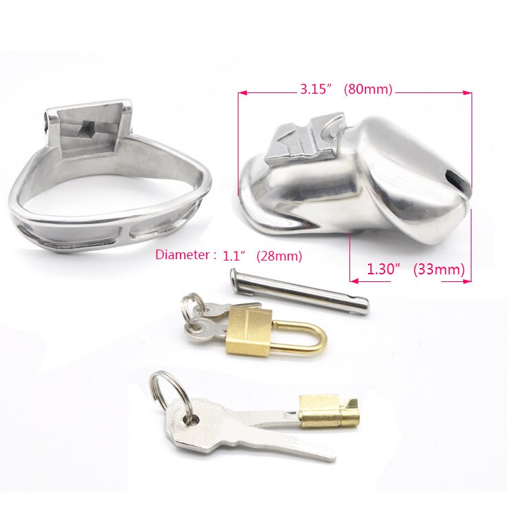 New 3D Design Male 316L Stainless Steel Luxury Chastity Device Short Paragraph Cock Cage with 2 Magic Locks CP337 - sextoysok