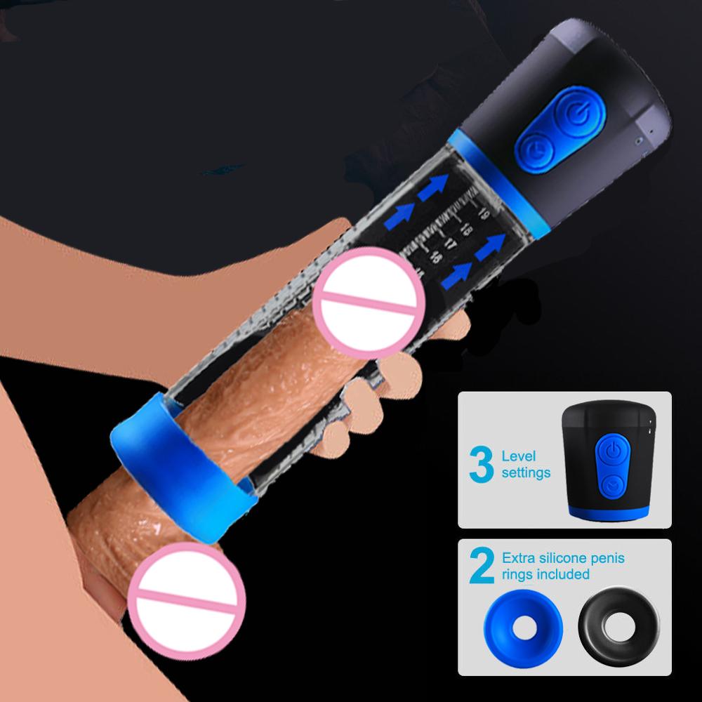 Electric Penis Pump Sex Toys for Men Male Masturbator Penis Extender Penile Vacuum Pump Penis Enlargement Enhancer Massager Ring - sextoysok