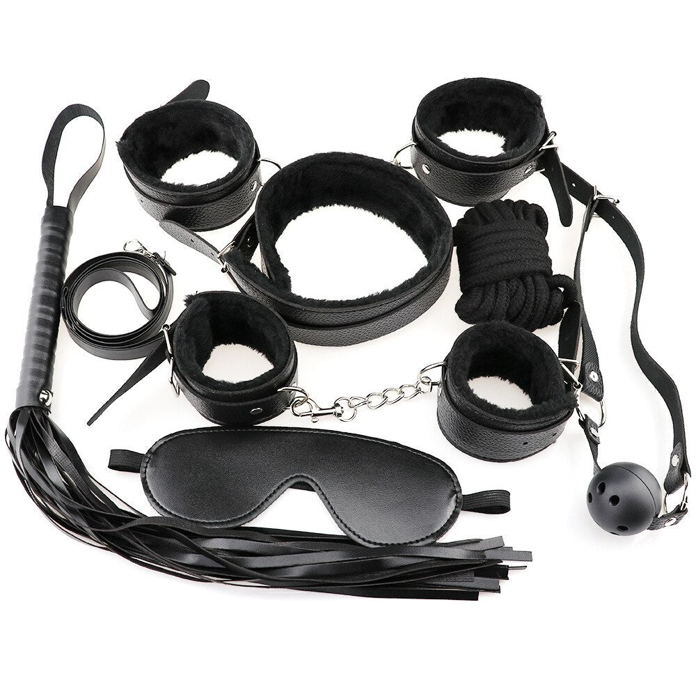 SM Sex Toys Adult Product 7 pcs / set Sex Games Props SM Bondage Restraint for Women Nylon Handcuffs Five Different Colors - sextoysok