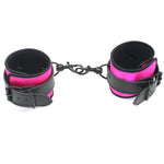 Black PU Handcuffs leather BDSM Sex Bondage kit Slave Fetish bedroom sex bandage Ankle cuffs restraint set adult toys For Couple - sextoysok