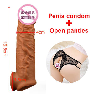OMYSKY Penis Enlargement Condoms For Men Reusable Penis Sleeve Extender Dildo Enhancer Sleeves For Adults Intimate Cock Rings - sextoysok