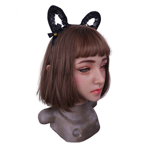 Realistic Silicone Full Head Masks Face Female Masquerade Halloween Cosplay Drag Queen Crossdresser Cover Facial Scars - sextoysok