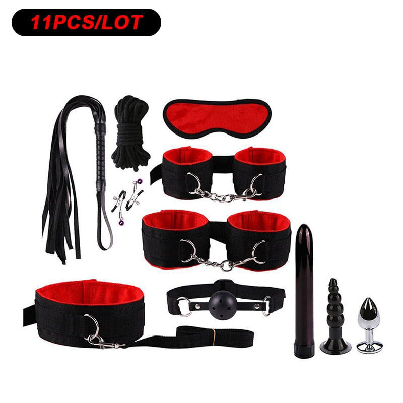 Sex Toys for Couples Handcuffs for Sex Bdsm Toys Anal Dildo Mouth Gag Toys for Adult Games Mask Bondage Set Whip Sexy Lingerie - sextoysok