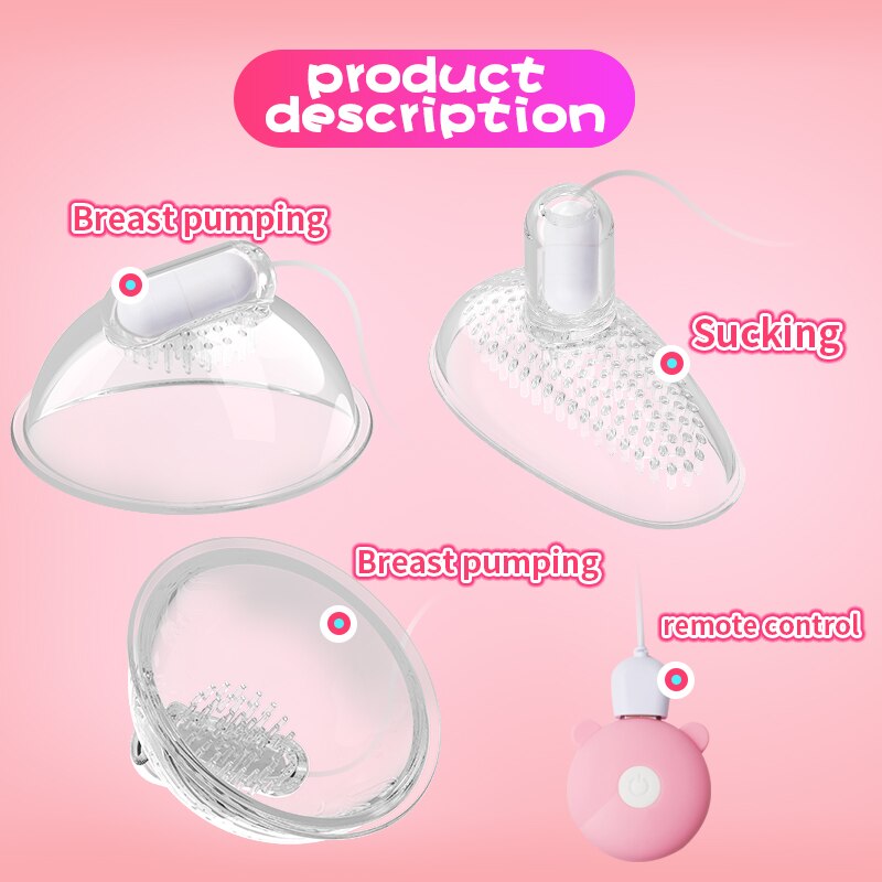 Lick Tongue Nipple Suction Cups Vibrator Silicone Nipple Stimulator Electric Breast Pump Massager Sucker Sex Toys for Woman (Pink) - sextoysok