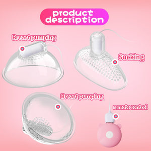Lick Tongue Nipple Suction Cups Vibrator Silicone Nipple Stimulator Electric Breast Pump Massager Sucker Sex Toys for Woman (Pink) - sextoysok