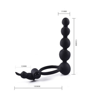 Silicone Cock Ring Wearing Anal Plug Butt Plug Prostate Massager Delay Ejaculation Sex Toys for Men Couples Male Masturbation (Black) - sextoysok