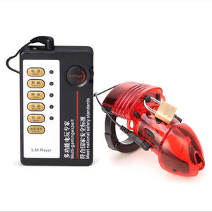INS Functional Electronic Vibration Shock Male Chastity Device Cock Cage SM Toy for Men - sextoysok