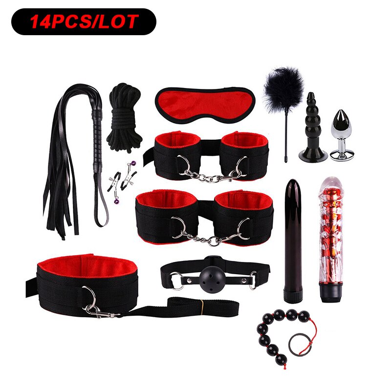 Sex Toys for Couples Handcuffs for Sex Bdsm Toys Anal Dildo Mouth Gag Toys for Adult Games Mask Bondage Set Whip Sexy Lingerie - sextoysok