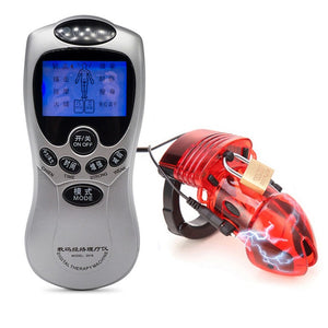 INS Factory Price Electro Shock Male Chastity Device Cock Cage With Adjustable Cuff Ring Adult Lock Belt Sex Toys for Men - sextoysok