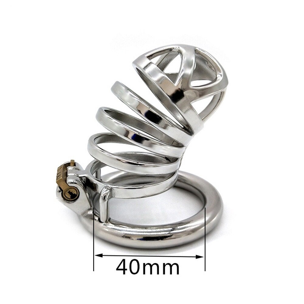 Stainless Steel Chastity Device Male Belt Bird Metal Cock Cage Stealth Lock Restraint Ring Sex Toy Cock Chastity for Men - sextoysok