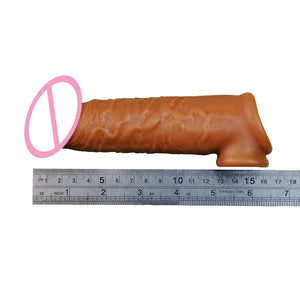 195mm Liquid Silicone Reusable Penis Sleeve Extender Male Cock Enlarge Condoms For Men Dildo Enhancer Delay Ejaculation With Box - sextoysok