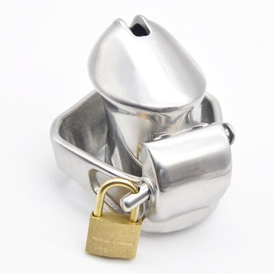 New 3D Design Male 316L Stainless Steel Luxury Chastity Device Short Paragraph Cock Cage with 2 Magic Locks CP337 - sextoysok