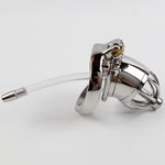 304 Stainless Steel Chastity Device With Urethral Sounds Catheter And Spike Ring S/L Size Cock Cage Choose Male Chastity Belt - sextoysok