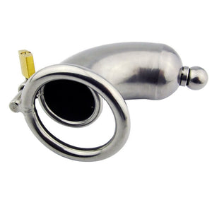 New stainless steel male chastity cage with locking urethral catheter plug metal cock cages chastity device sex toy for man - sextoysok