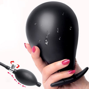 Oversized Silicone Anal Plug Inflate Butt Expandable Anal Dilator Air-filled Large Pump Dildo Sex Balls Toys For Women Men Gays (Black) - sextoysok