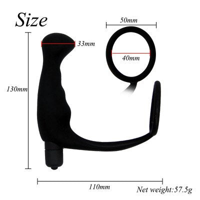 Adult supplies wholesale G-point prostate lock fine ring vibration massage stick male massager (Black) - sextoysok